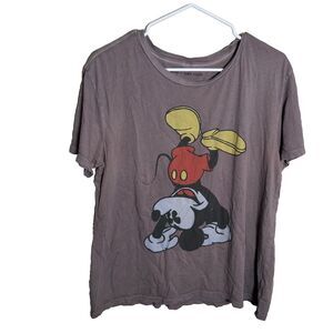 Disney Junk Food Mickey Mouse T-Shirt Adult Large Gray Short Sleeve Top